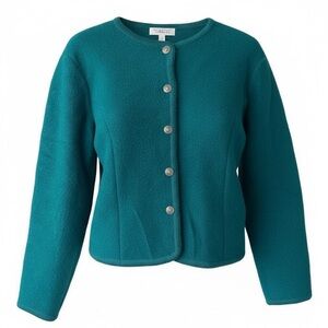 TALBOTS  Petites Teal Wool Angora Cardigan Sweater Size 12P Cropped Button Front